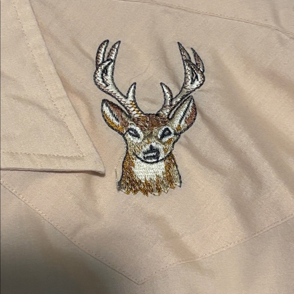 Ely Cattleman Peach Embroidered Deer Western Button-Down Shirt - Picture 4 of 8